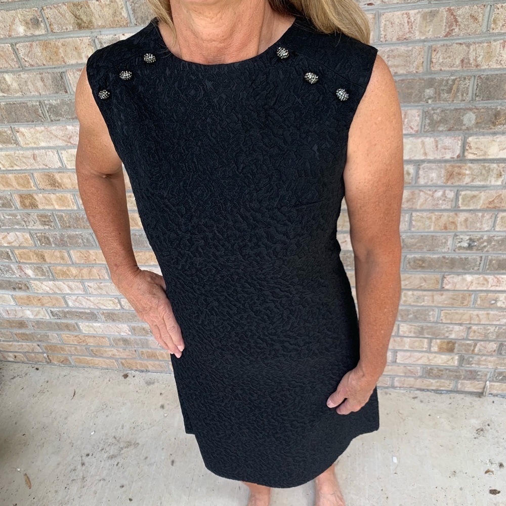 Vintage 1960s Little Black Textured Dress